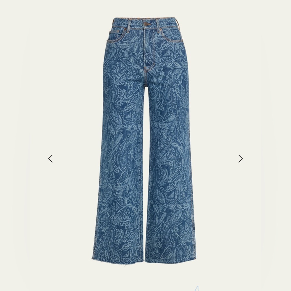 Veronica Beard Blue Paisley Wide-Leg Jeans